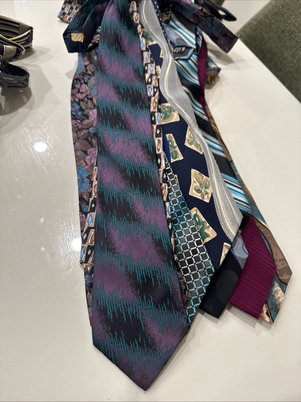 Men’s 100% silk ties, 20 pieces total, vintage, brands from Canada, Italy Paris